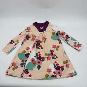 TEA Dress Poppy Floral Trapeze Girls Size 10 A-Line Cotton Long Sleeve